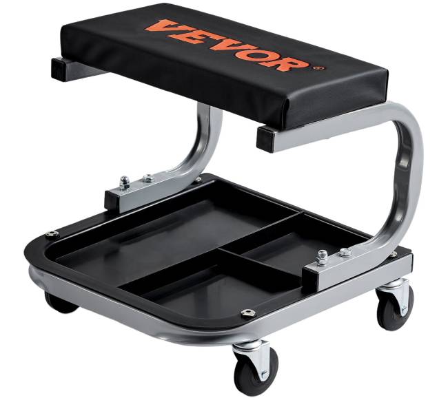 Mechaniko garažo taburetė su įrankių dėklu9