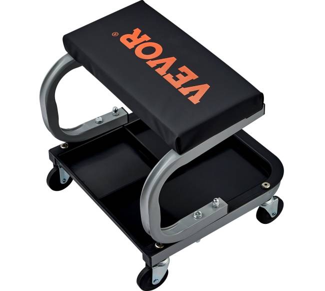 Mechaniko garažo taburetė su įrankių dėklu10