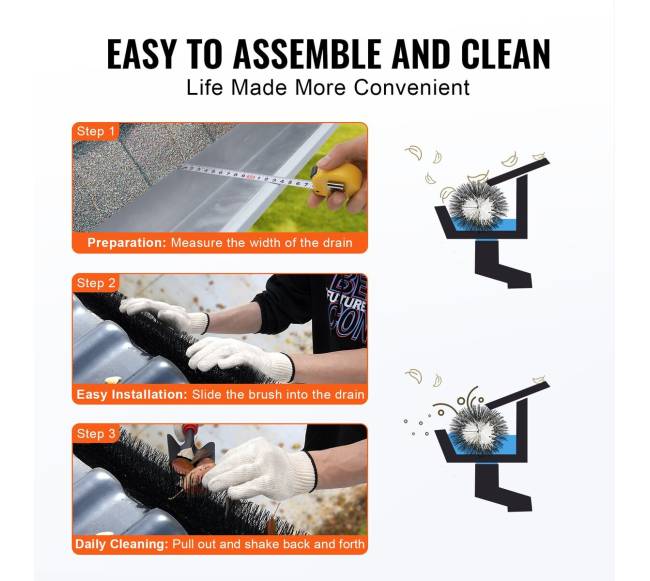 Latakų valymo šepetys 18 metrų, Ø134mm2