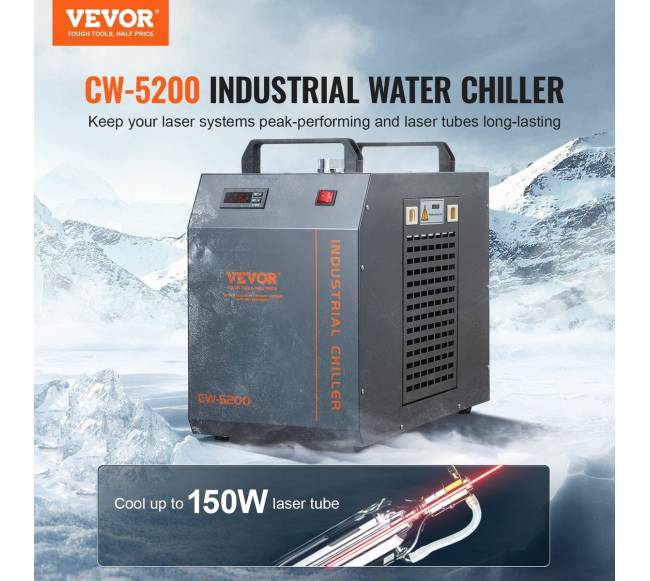 Pramoninis vandens aušintuvas CW-5200 CO2 lazerių graviravimo mašinoms1