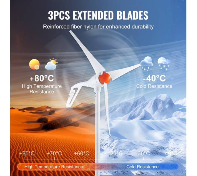 500 W vėjo turbinos generatorius 12 V su MPPT valdikliu5