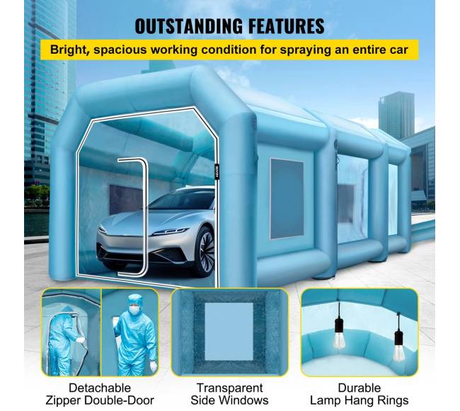 Pripučiama dažymo palapinė 9 x 6 x 4 m su filtru ir 2 ventiliatoriais3