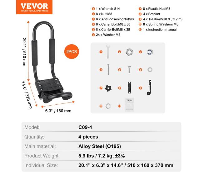 Dvigubas kajako stogo laikiklis6