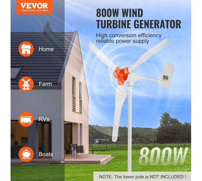 800W vėjo turbinų generatorius 12V su 3-menčių komplektu1