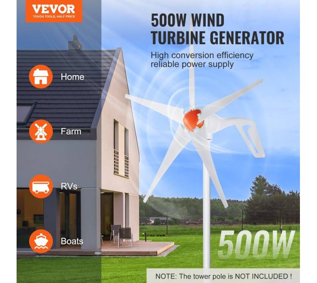 500 W vėjų turbinos generatorius 12 V su MPPT valdikliu1