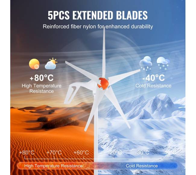 500 W vėjų turbinos generatorius 12 V su MPPT valdikliu5