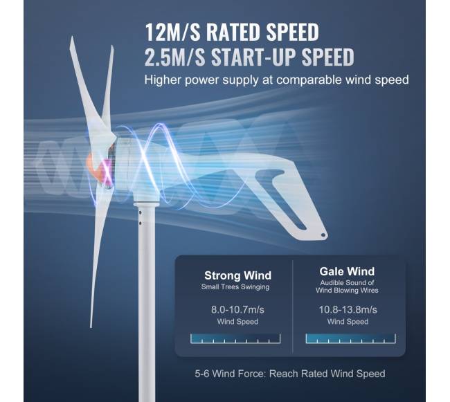 500 W vėjo turbinų generatorius 12 V 3-menčių2