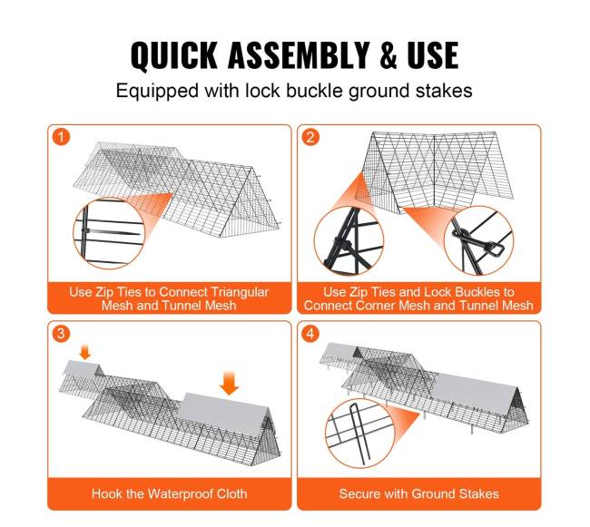 Vištų tuneliai kiemui, 729 x 200 x 61,5 cm3