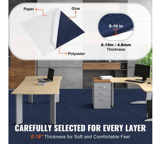 Lipni kiliminė plytelė, 61x61 cm, 15 vnt., mėlyna2