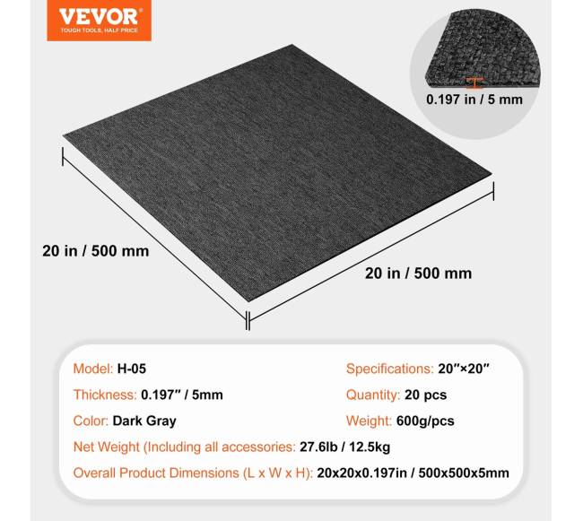 Plytelės kilimui su paminkštinimu, 20 plytelių6