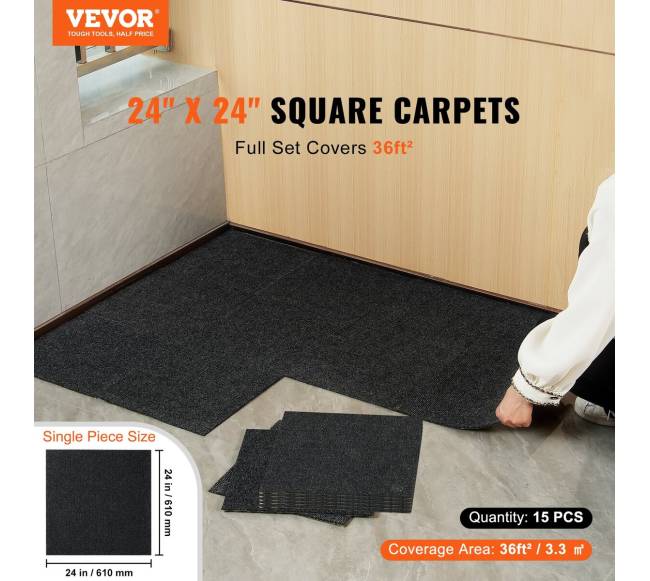 Lipni kiliminė plytelė, 61x61 cm, juoda1