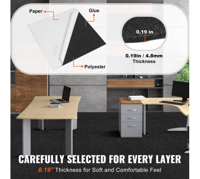 Lipni kiliminė plytelė, 61x61 cm, juoda2