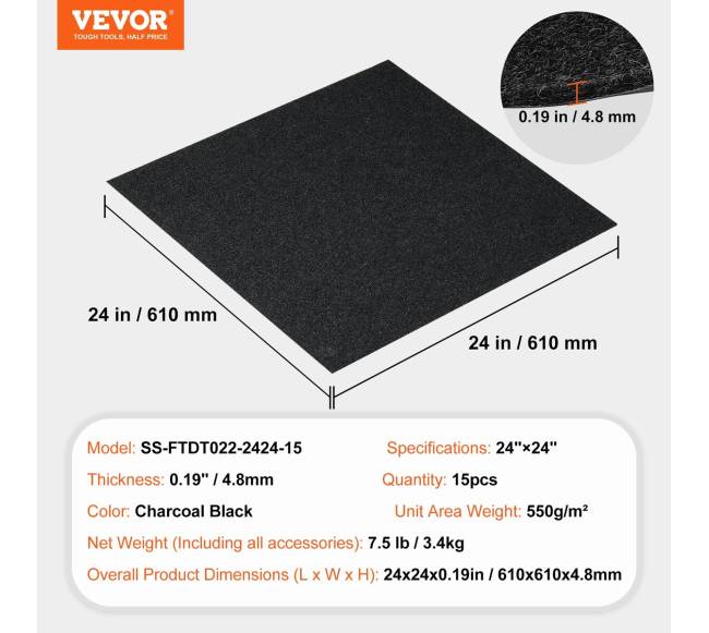 Lipni kiliminė plytelė, 61x61 cm, juoda6