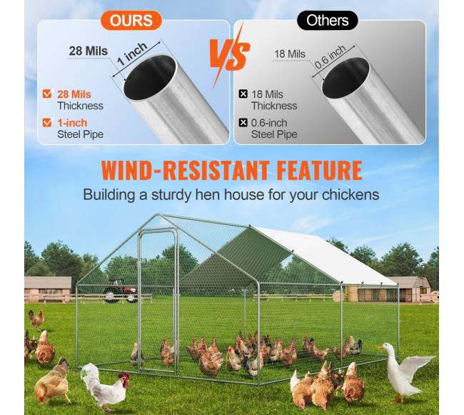 Metalinis vištų aptvaras su nuo lietaus apsaugančiu danga2