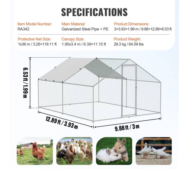 Metalinis vištų aptvaras su nuo lietaus apsaugančiu danga6