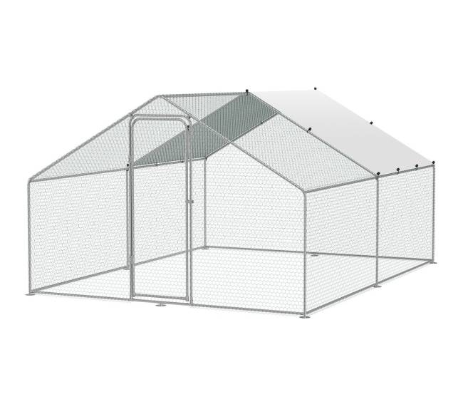 Metalinis vištų aptvaras su nuo lietaus apsaugančiu danga8