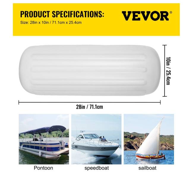 4 šoninės valties fenderys 25,4 x 71,1 cm6