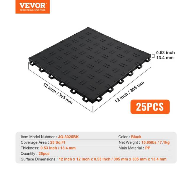 Plytelės garažui su užraktais, 25 vnt., juodos6