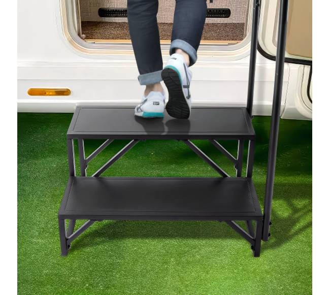 Dviejų pakopų RV laipteliai su turėklu7