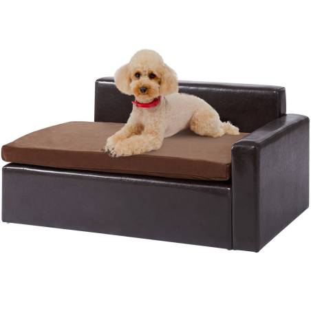 Šunų ir kačių sofa iš odos, juoda0