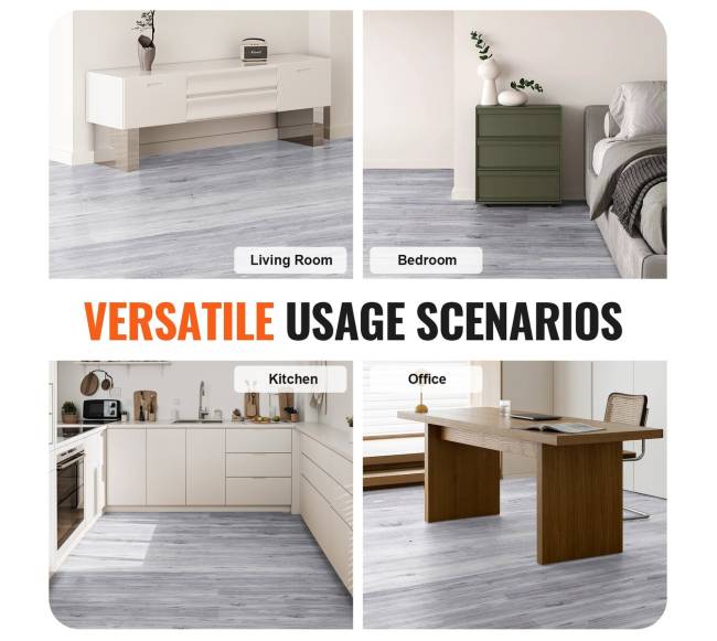 Lipnios vinilinės grindų plytelės šviesios pilkos spalvos5