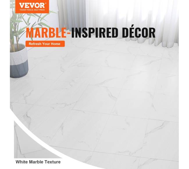 Lipni vinilinė grindų danga su baltu marmuru1