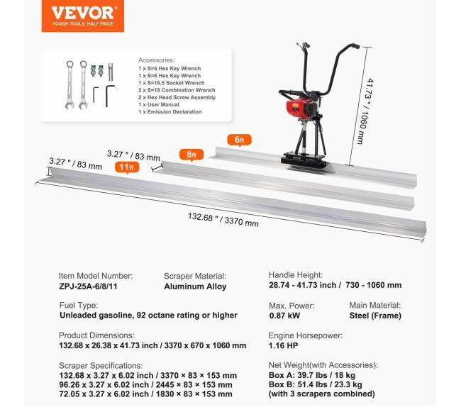 Benzininis betono lygintuvas su aliuminio juosta6