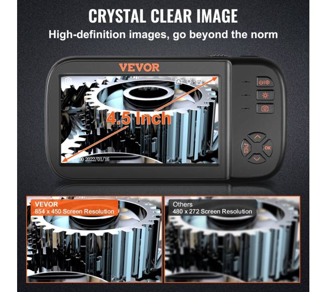 Trijų objektyvų endoskopo kamera, 4.5 colių ekranas3