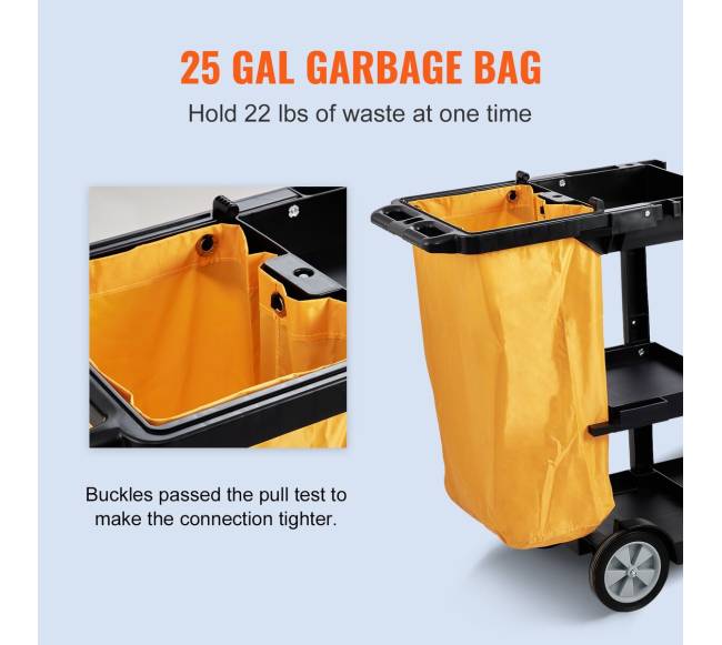 Valymo vežimėlis su 3 lentynomis3