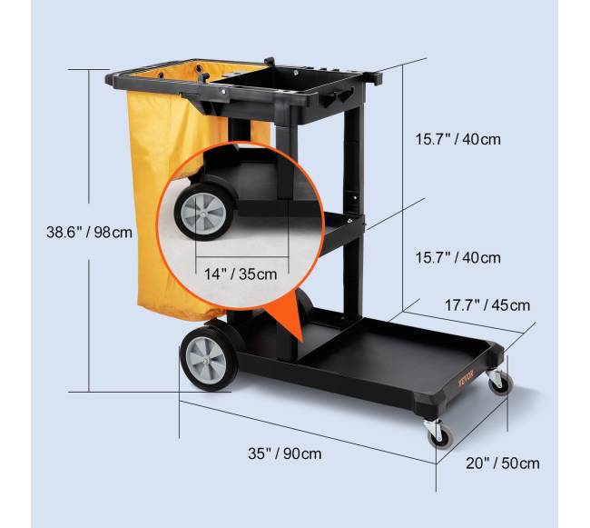 Valymo vežimėlis su 3 lentynomis4