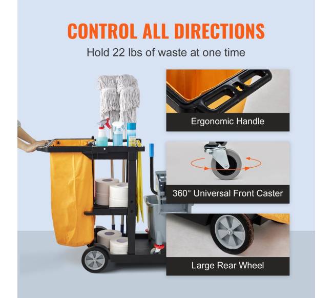 Valymo vežimėlis su 3 lentynomis5