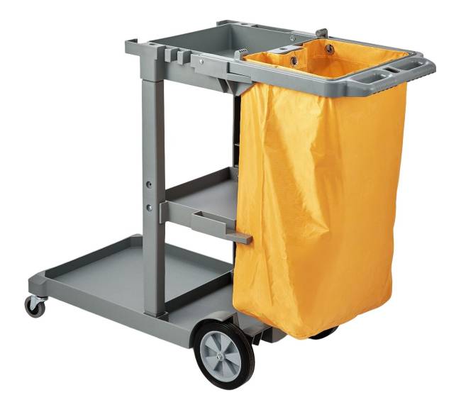 Valymo vežimėlis su 3 lentynomis, geltonas ir pilkas8