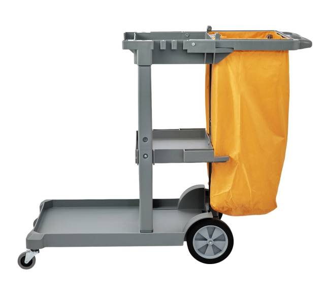 Valymo vežimėlis su 3 lentynomis, geltonas ir pilkas9