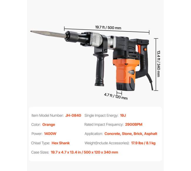 Elektrinis kūjis betono griovimui 1600W6