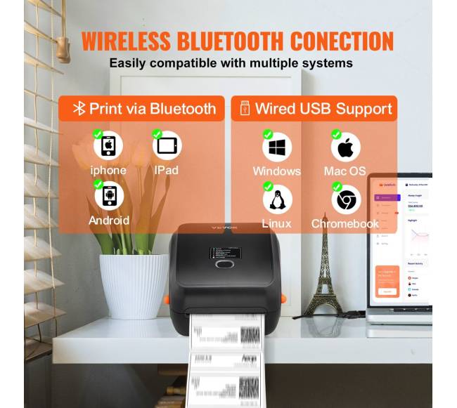 Terminis etikečių spausdintuvas 4x6 USBBluetooth2