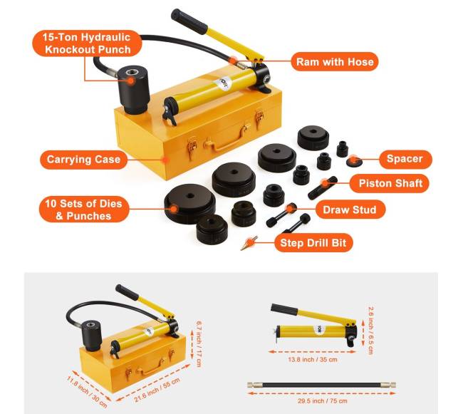 15 tonų hidraulinis skylamušis su 10 antgalių6