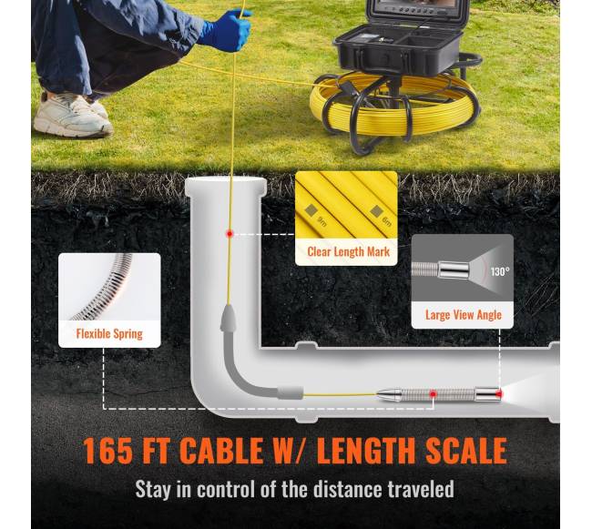 Vamzdžių inspekcijos kamera su 9 colių ekranu4