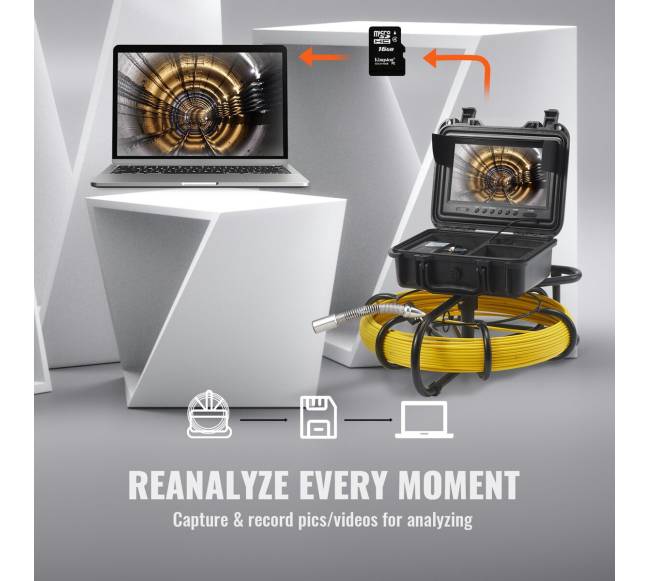 Vamzdžių inspekcijos kamera su 9 colių ekranu5