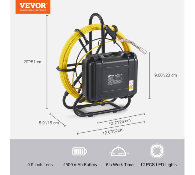Vamzdžių inspekcijos kamera su 9 colių ekranu6