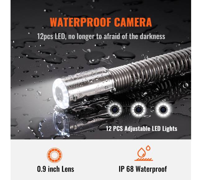 Kanalizacijos vamzdžių apžiūros kamera 9 colių ekranas3