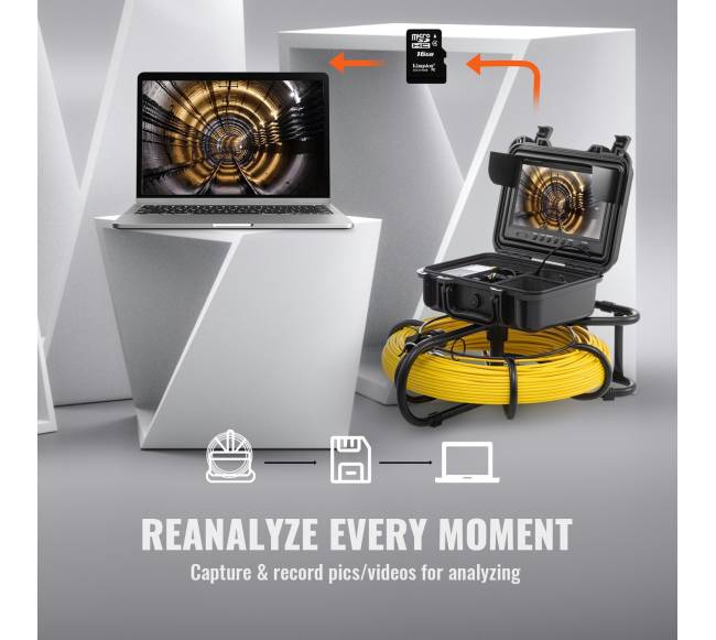 Kanalizacijos vamzdžių apžiūros kamera 9 colių ekranas5