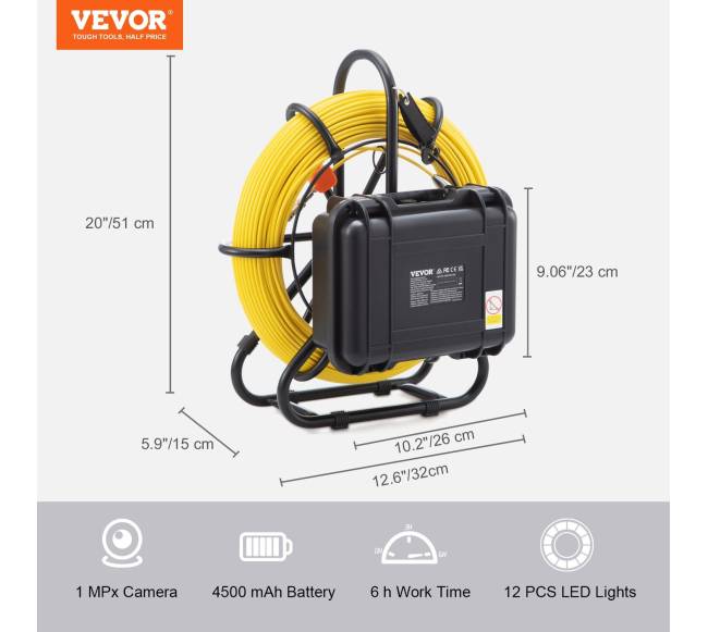Kanalizacijos vamzdžių apžiūros kamera 9 colių ekranas6