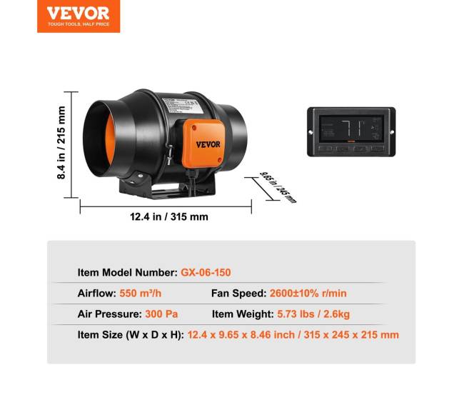 15 cm ortakinio ventiliatorius su EC variklio greičio kontrole6