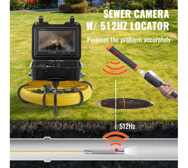 Kanalizacijos vamzdžių apžiūros kamera su 512Hz siųstuvu4