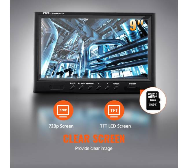 Kanalizacijos vamzdžių tikrinimo kamera su 9 colių ekranu2