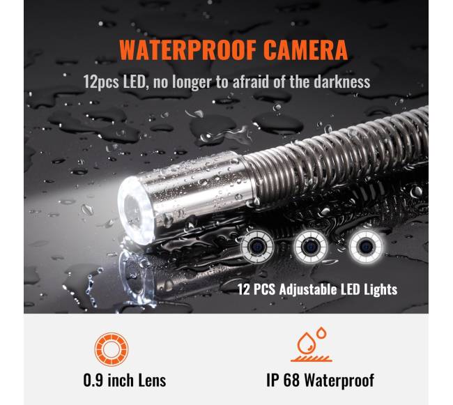 Kanalizacijos vamzdžių tikrinimo kamera su 9 colių ekranu3