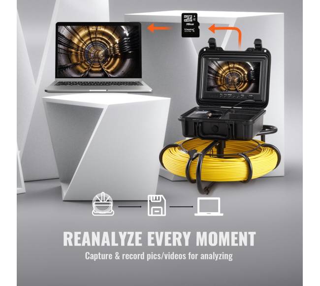 Kanalizacijos vamzdžių tikrinimo kamera su 9 colių ekranu5