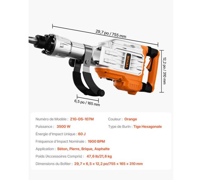 Griovimo kūjis su 2 kalteliais 3500W6