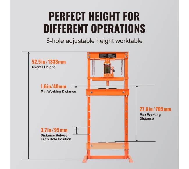 Hidraulinis 12 tonų H-rėmo grindų presas4