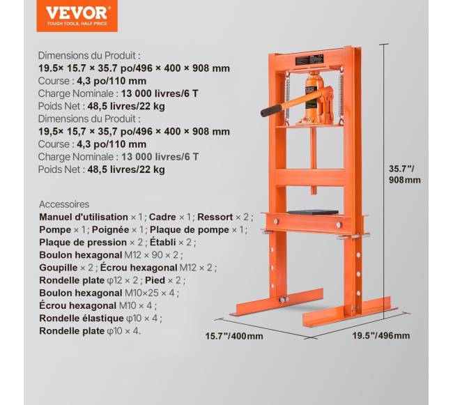 Hidraulinis 6 tonų presas su plokštėmis6